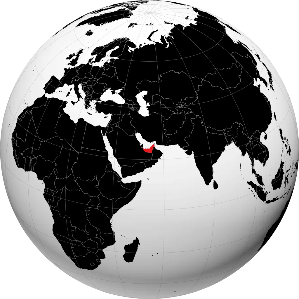 UAE on the globe