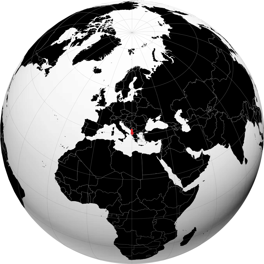 Albania on the globe