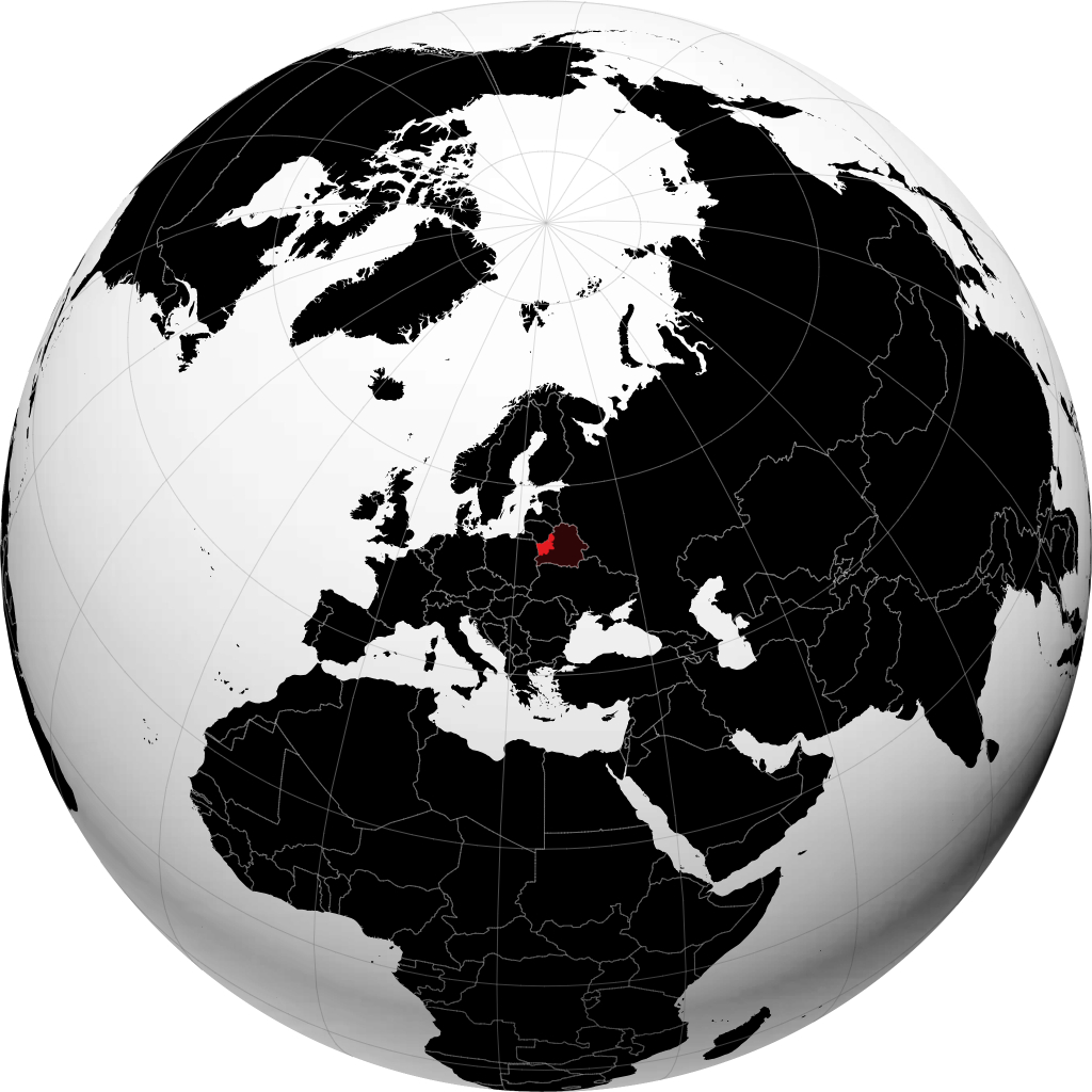 Grodnenskaya Oblast' on the globe