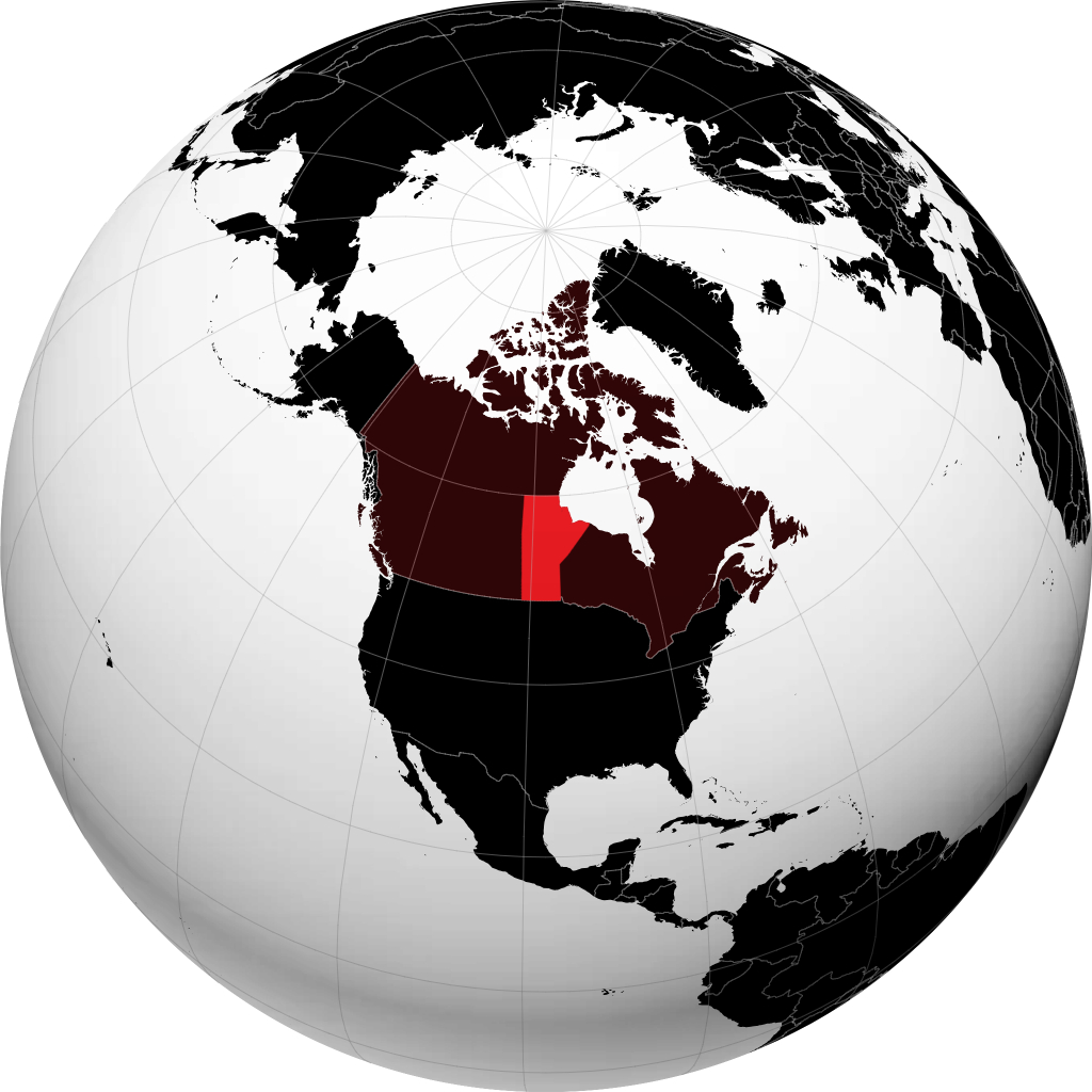 Manitoba on the globe