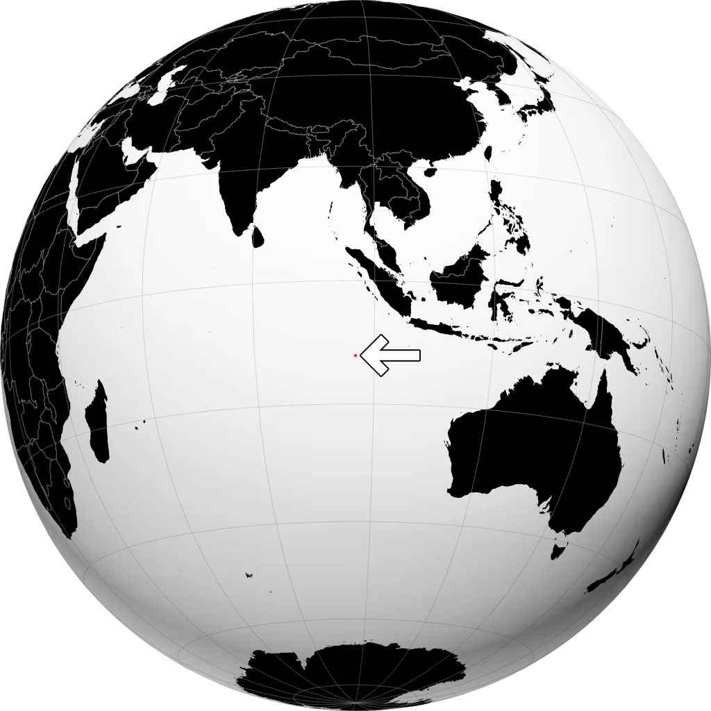 Cocos Islands on the globe
