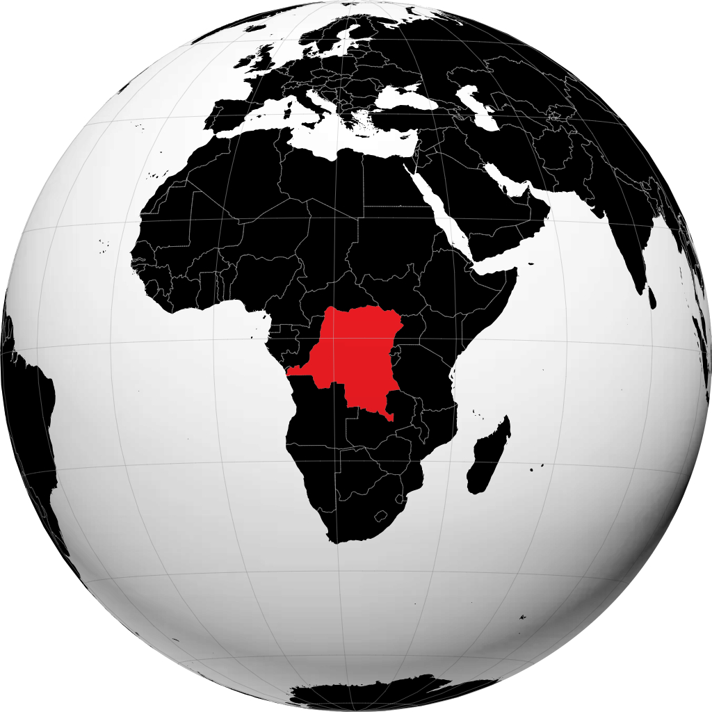 DR Congo on the globe
