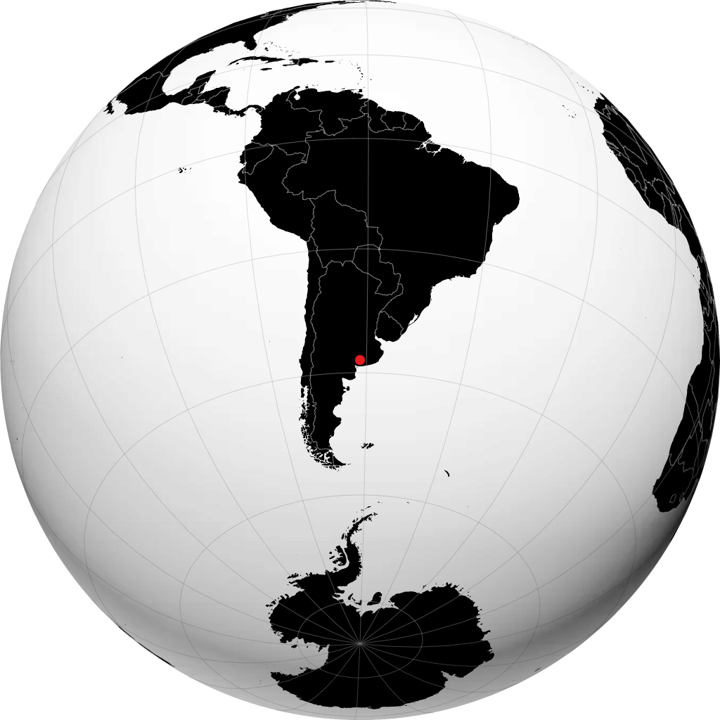Coronel Pringles on the globe