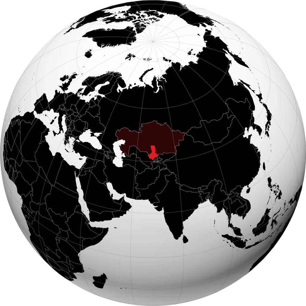 Yuzhno-Kazakhstanskaya Oblast' on the globe