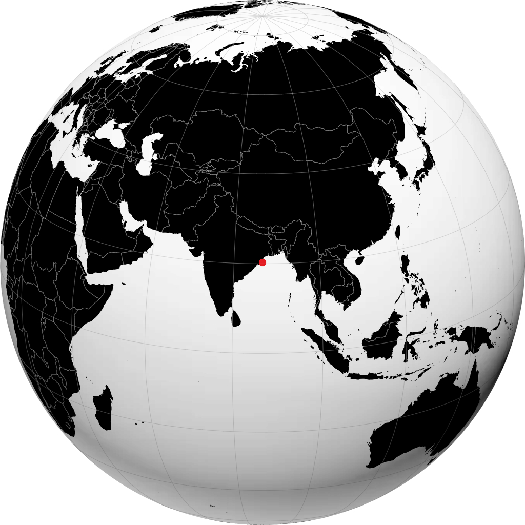 Paradip on the globe