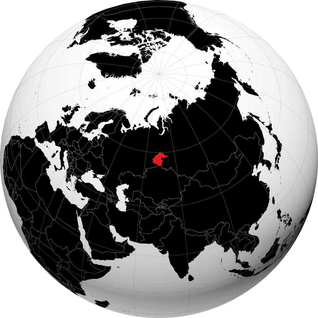 Tyumenskaya Oblast' on the globe