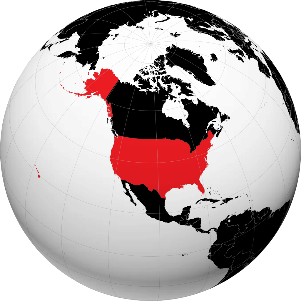 USA on the globe