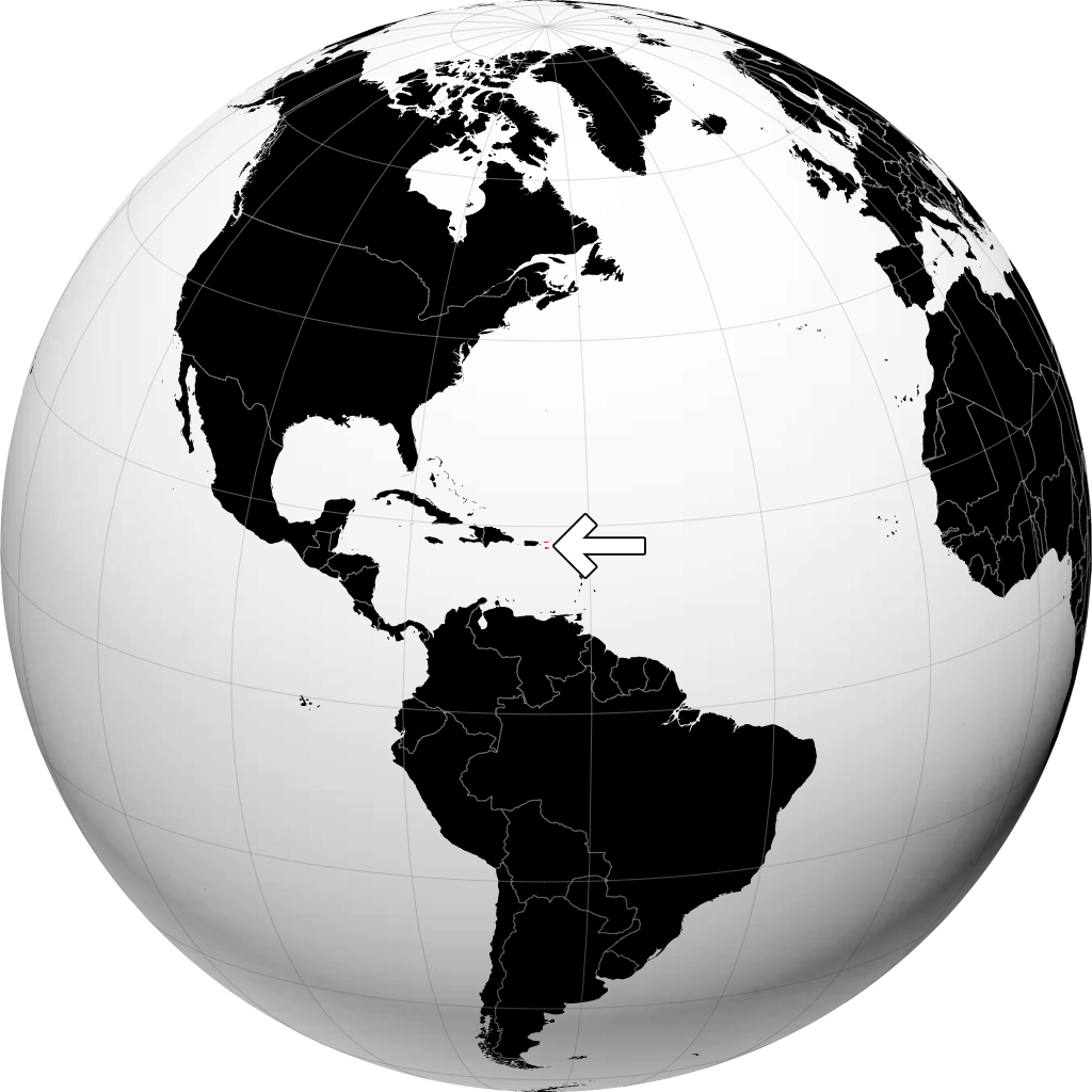 US Virgin Islands on the globe