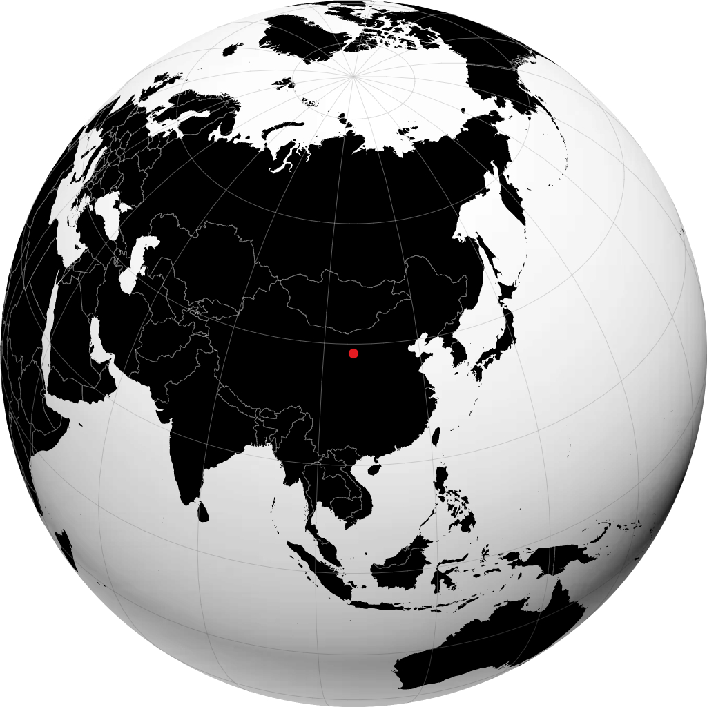 Yinchuan on the globe
