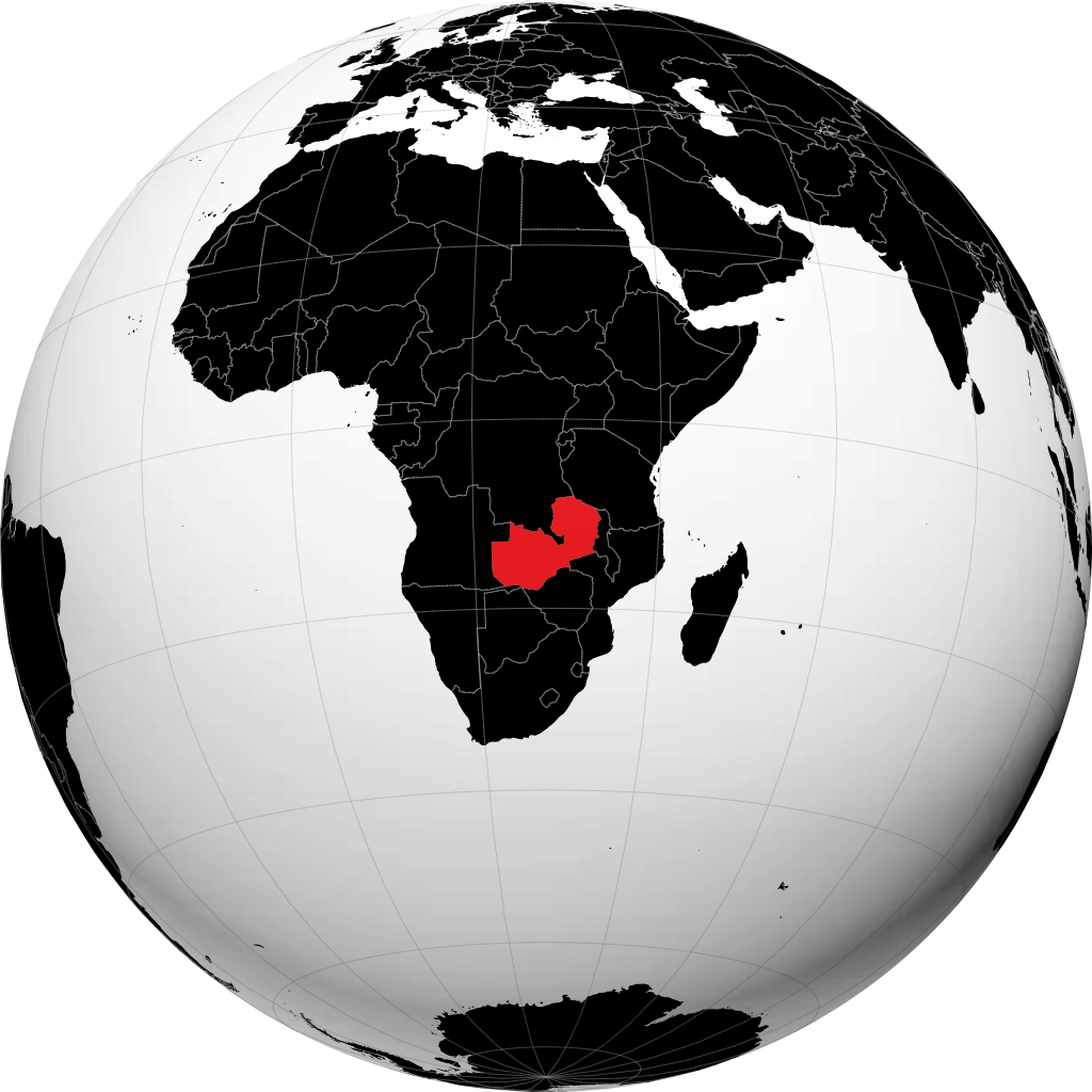 Zambia on the globe
